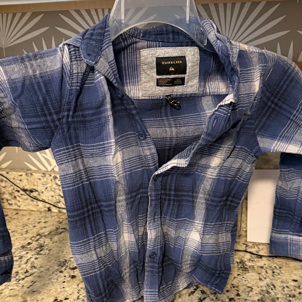 Quiksilver Navy and White Checkered Shirt